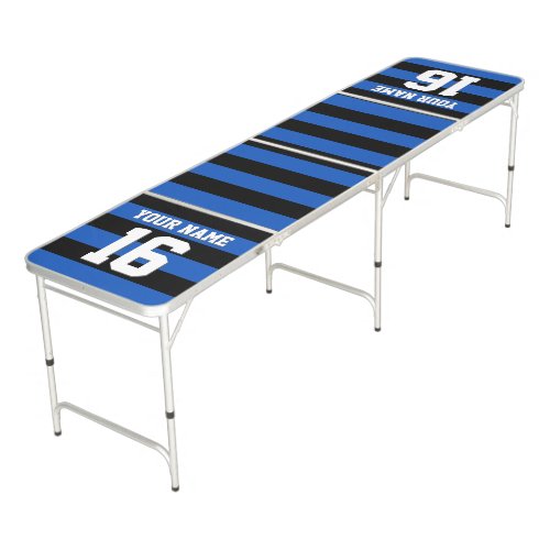 Sapphire Blue Black Sports Jersey Preppy Stripe Beer Pong Table