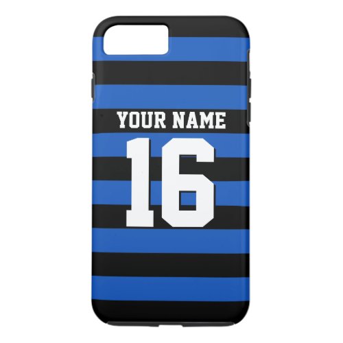 Sapphire Blue Black Sports Jersey Preppy Stripe iPhone 8 Plus7 Plus Case