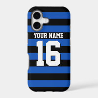 Sapphire Blue Black Sports Jersey Preppy Stripe