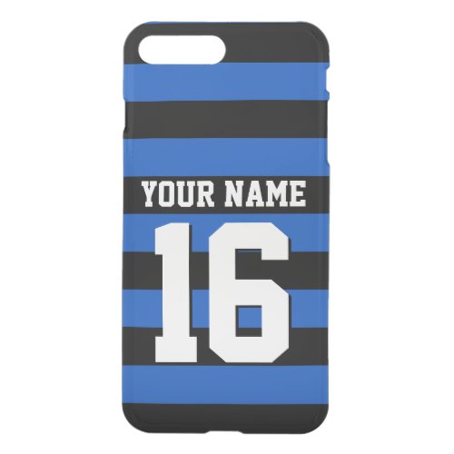 Sapphire Blue Black Sports Jersey Preppy Stripe iPhone 8 Plus7 Plus Case