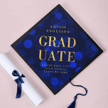 Sapphire Blue Bokeh Lights Faux Gold Graduate Graduation Cap Topper<br><div class="desc">Elegant graduation cap topper featuring the words "Graduate" in faux gold foil against a sapphire blue bokeh lights pattern background. Personalize this with your details by replacing the placeholder text. For more options such as to change the font, text size/color or the spacing between letters click the "Customize" button. *Please...</div>