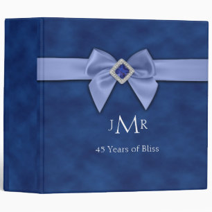 Sapphire Blue Bow 45th Wedding Anniversary Binder