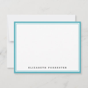 Sapphire Blue Classic Double Border Correspondence Note Card