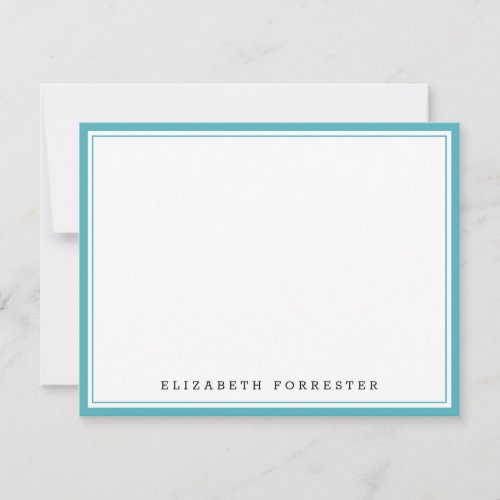 Sapphire Blue Classic Double Border Correspondence Note Card