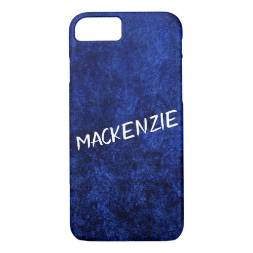 Sapphire Blue  Cobalt Grunge Velvet Monogram Name iPhone 87 Case