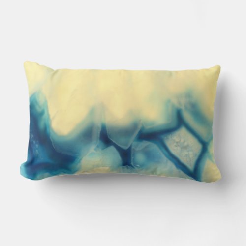 Sapphire Blue Cream Agate Geode Crystal Patterns Lumbar Pillow