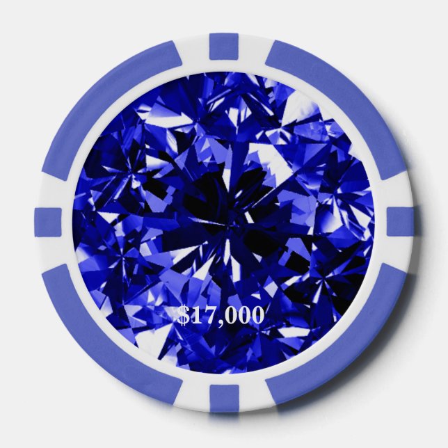 Sapphire Blue Diamond Gem Stone Poker Chip Stripe (Front)