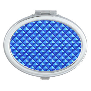 Sapphire blue, enamel look, studded grid compact mirror