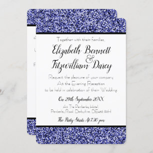 Sapphire Blue Faux Glitter Evening Invitation