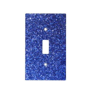 Sapphire blue faux glitter graphic light switch cover