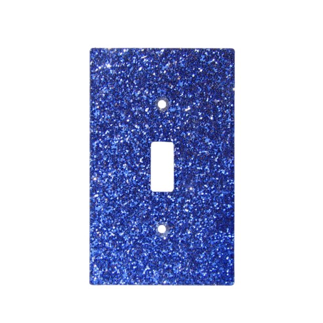 Sapphire blue faux glitter graphic light switch cover (Front)