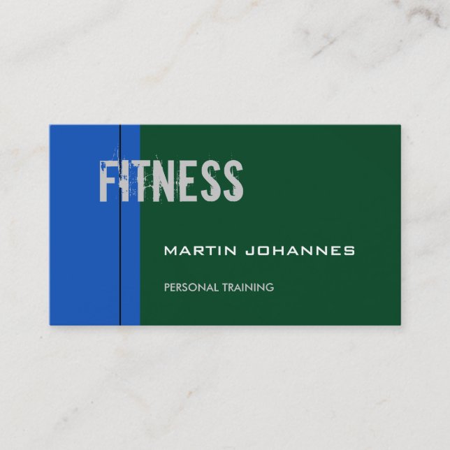 Sapphire Blue Forest Green Trendy Business Card (Front)