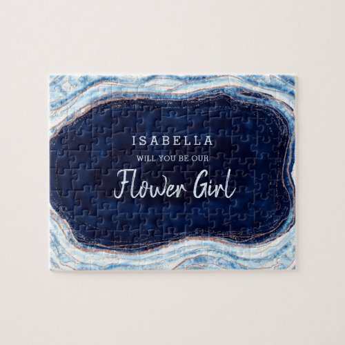 Sapphire Blue Geode Be Our Flower Girl Proposal Jigsaw Puzzle