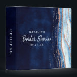 Sapphire Blue Geode Rock Bridal Shower Recipe Card 3 Ring Binder<br><div class="desc">Sapphire Blue Rose Gold Geode Agate Marble, With Sparkling Rose Gold foil accents, and Modern trendy brushed script font. Royal Blue, Dark Navy, and white stone look, is luxurious and modern for your wedding - Personalized Wedding Bridal Shower Recipe Card Scrapbook Album Binder! ~ Check my shop to see the...</div>