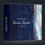 Sapphire Blue Geode Rock Bridal Shower Recipe Card 3 Ring Binder<br><div class="desc">Sapphire Blue Rose Gold Geode Agate Marble, With Sparkling Rose Gold foil accents, and Modern trendy brushed script font. Royal Blue, Dark Navy, and white stone look, is luxurious and modern for your wedding - Personalized Wedding Bridal Shower Recipe Card Scrapbook Album Binder! ~ Check my shop to see the...</div>