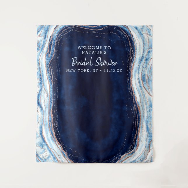 Sapphire Blue Geode Shower Photo Prop Backdrop (Front)
