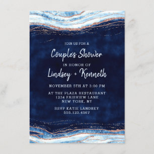 Sapphire Blue Geode Slice Couple's Wedding Shower Invitation