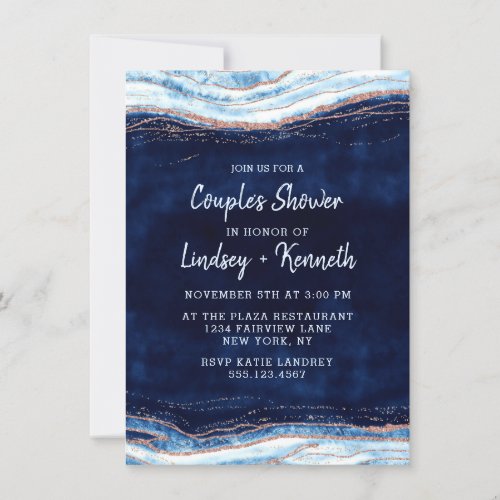 Sapphire Blue Geode Slice Couples Wedding Shower Invitation