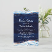 Sapphire Blue Geode Slice Wedding Bridal Shower Invitation (Standing Front)