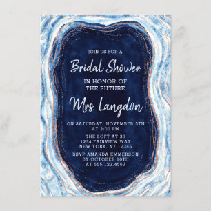 Sapphire Blue Geode Slice Wedding Bridal Shower Invitation