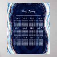 Sapphire Blue Geode Wedding Table Seating Chart