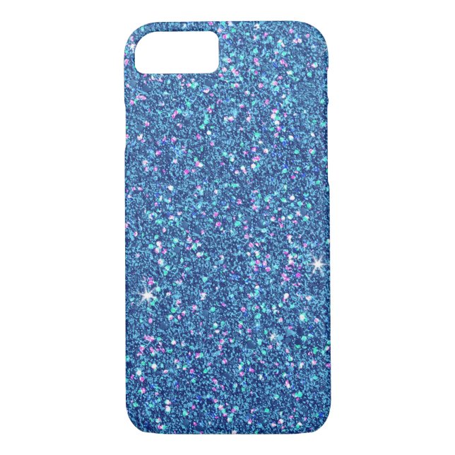 Sapphire Blue Glitter Effect Sparkle Case-Mate iPhone Case (Back)