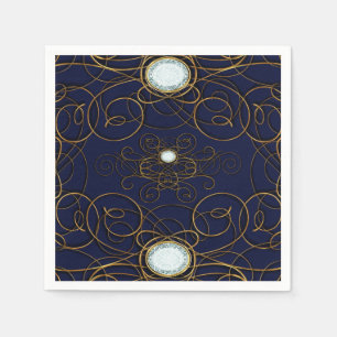 Sapphire Blue & Gold Diamond Anniversary Party Napkins