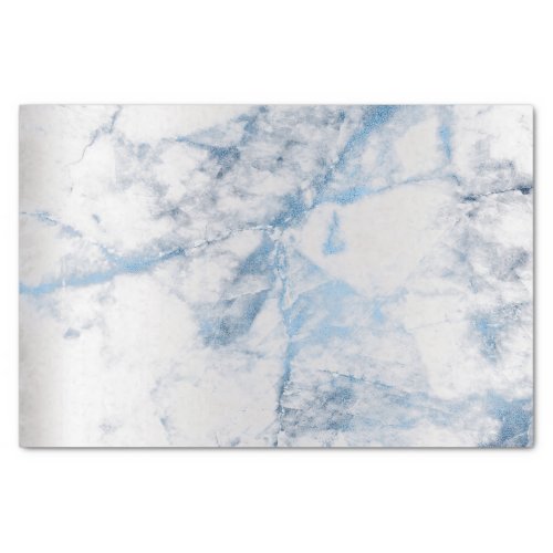 Sapphire Blue Gray Silver Marble Metallic Abstract Tissue Paper