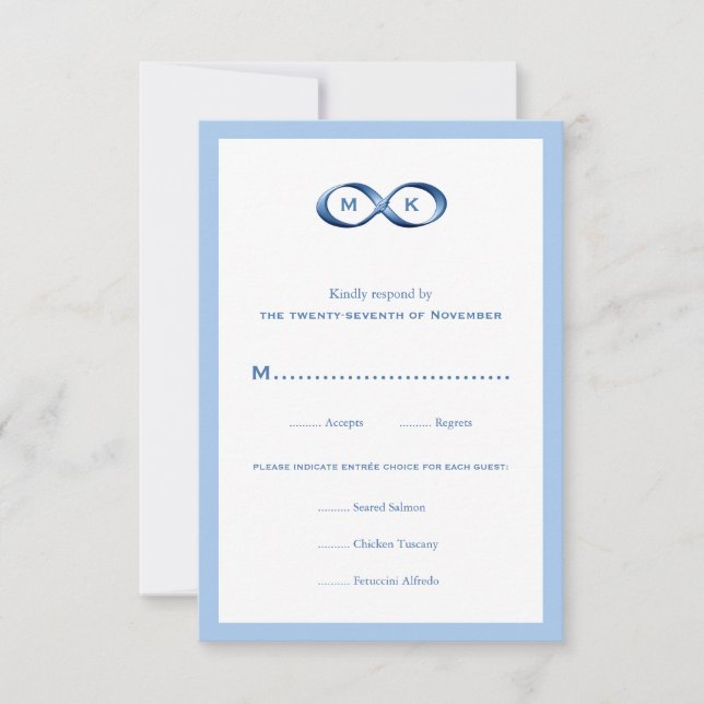 Sapphire Blue Infinity Hand Clasp Wedding RSVP Car (Front)