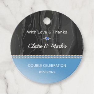Sapphire Blue Joint Birthday Black Silk Gift Favor Tags