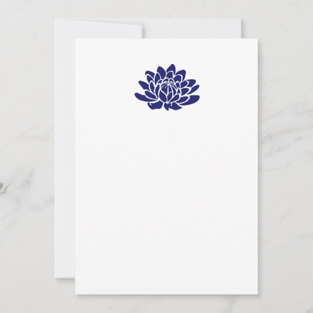 Sapphire Blue Lotus Flower Blank Invitation (Front)