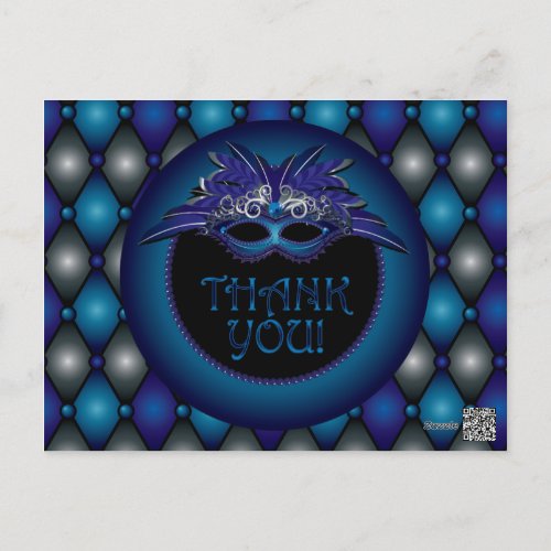 Sapphire Blue Masquerade Thank You Cards