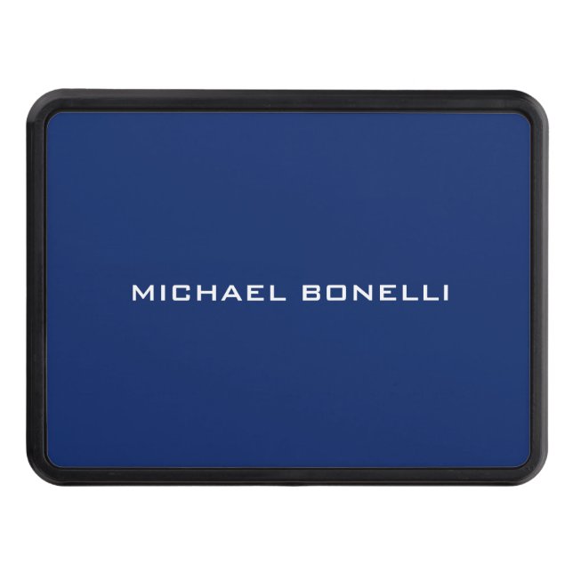 Sapphire Blue Minimalist Plain Legible Modern Hitch Cover (Front)