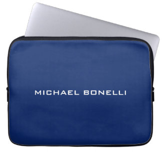 Sapphire Blue Minimalist Plain Legible Modern Laptop Sleeve