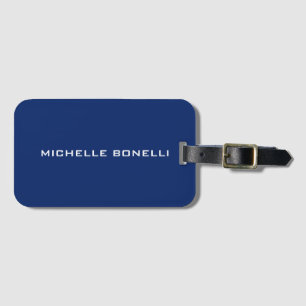 Sapphire Blue Minimalist Plain Legible Modern Luggage Tag