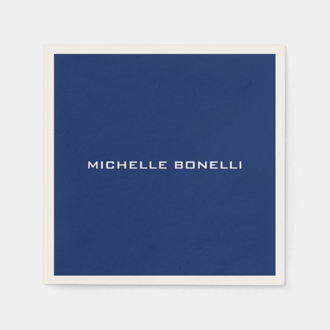 Sapphire Blue Minimalist Plain Legible Modern Napkins (Front)