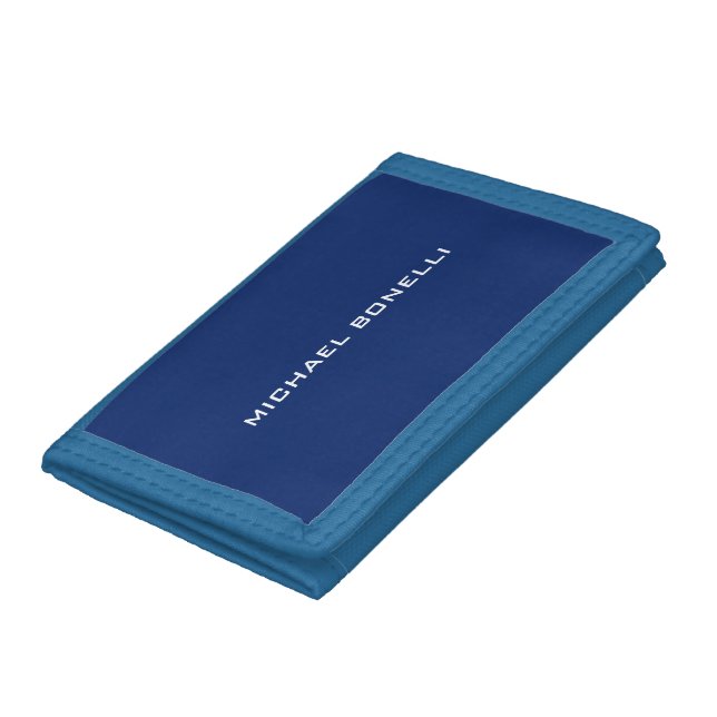 Sapphire Blue Minimalist Plain Legible Modern Trifold Wallet (Bottom)
