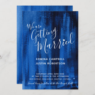 Sapphire blue modern art wedding invitations