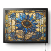 Sapphire Blue N Gold Stained Glass Sunflower  LED Sign (Lights Off)