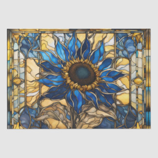 Sapphire Blue N Gold Stained Glass Sunflower Tissue Paper