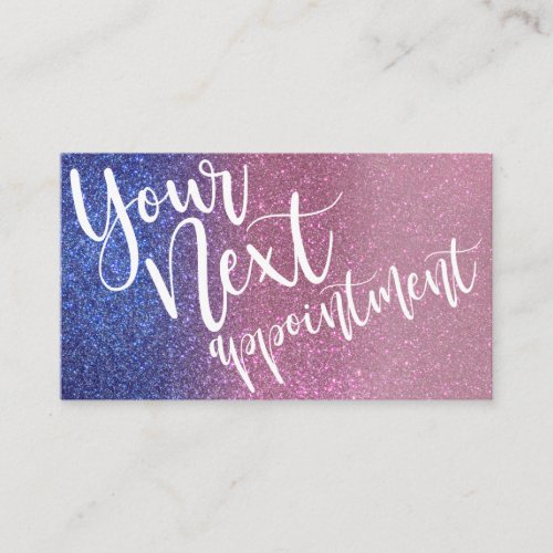 Sapphire Blue Pink Triple Glitter Ombre Typography Appointment Card