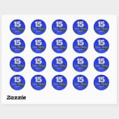 Sapphire Blue Quinceanera Silver #15 Round Sticker (Sheet)