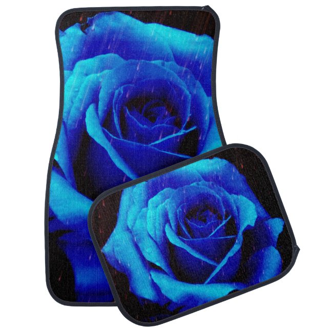 Sapphire Blue Rose Car Mats (Set)