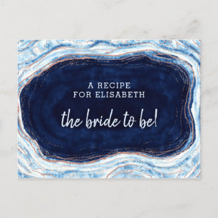 Sapphire Blue Rose Geode Bride to Be Recipe Card