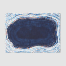 Sapphire Blue Rose Gold Geode Agate Marble Wedding Tissue Paper