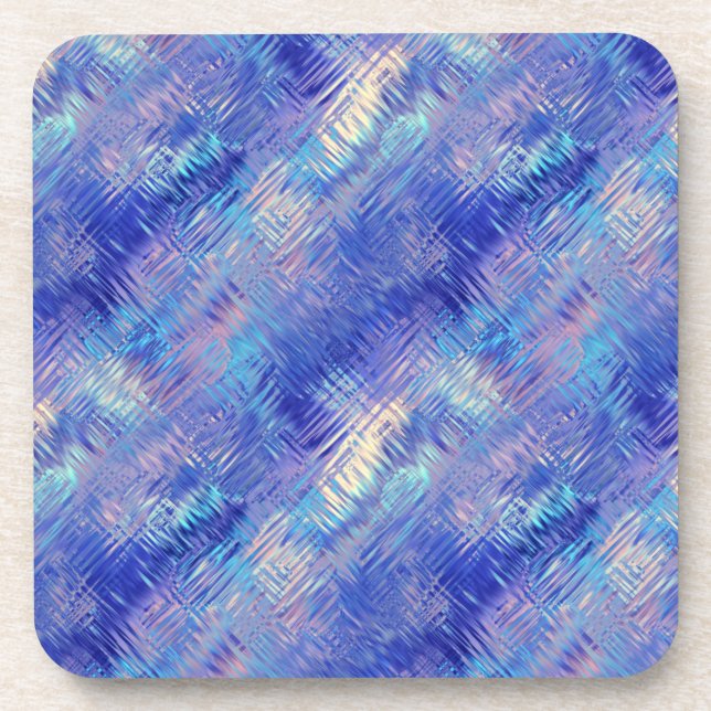 Sapphire Blue Scribbled Texture Drink Coaster (Front)