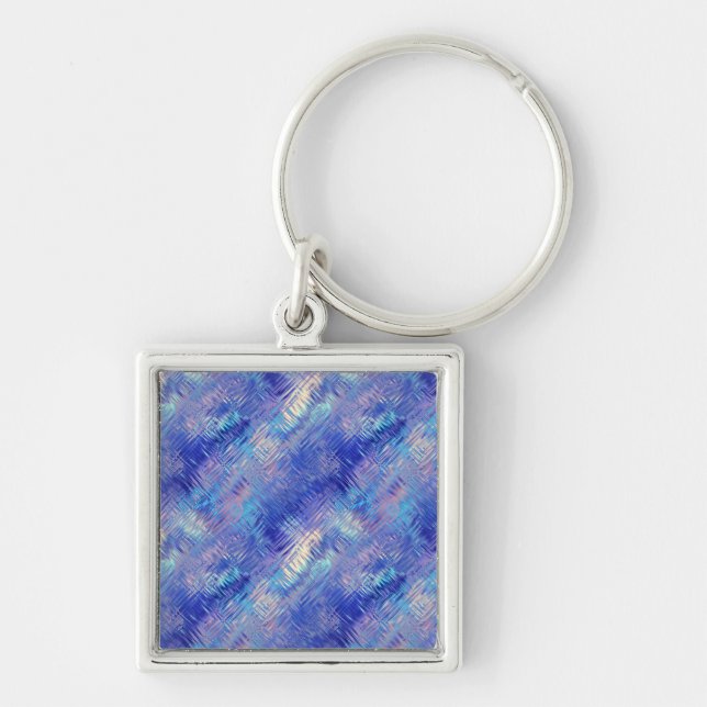 Sapphire Blue Scribbled Texture Keychain (Front)