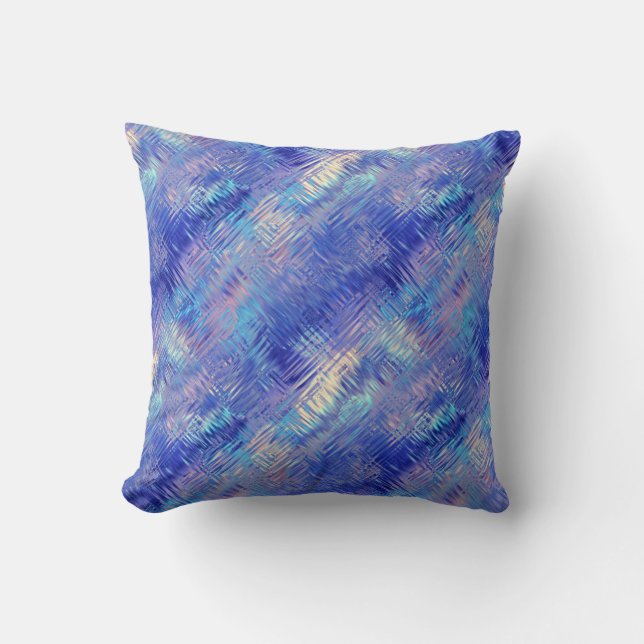 Sapphire Blue Scribbled Texture Throw Pillow (Front)