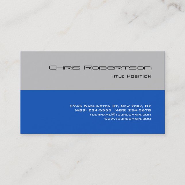 Sapphire Blue Silver Gray Charming Business Card (Front)