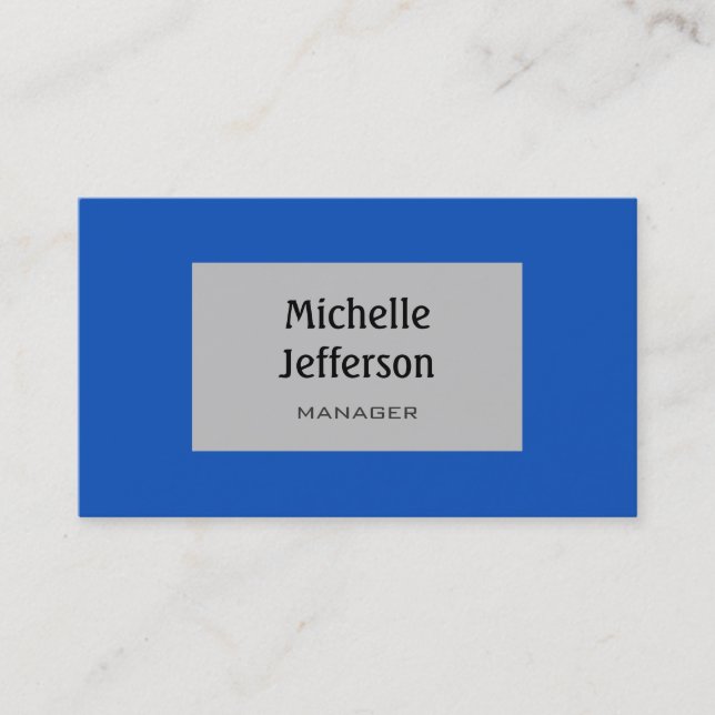 Sapphire Blue Silver Gray Trendy Business Card (Front)
